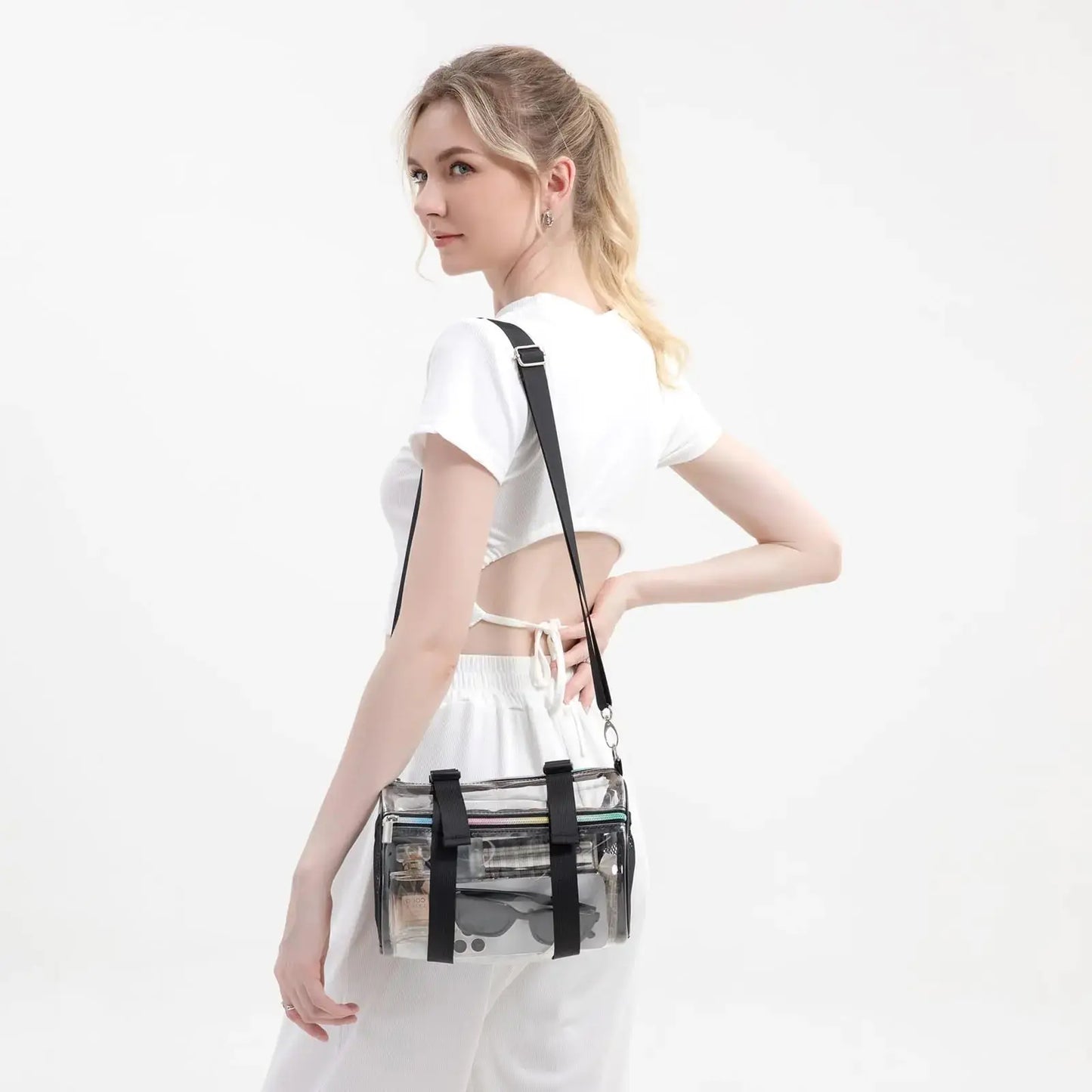Clear Crossbody Purse Bag - Stadium Approved Concerts Bag Bucket Clear Bag 12"×12"×6" My Store