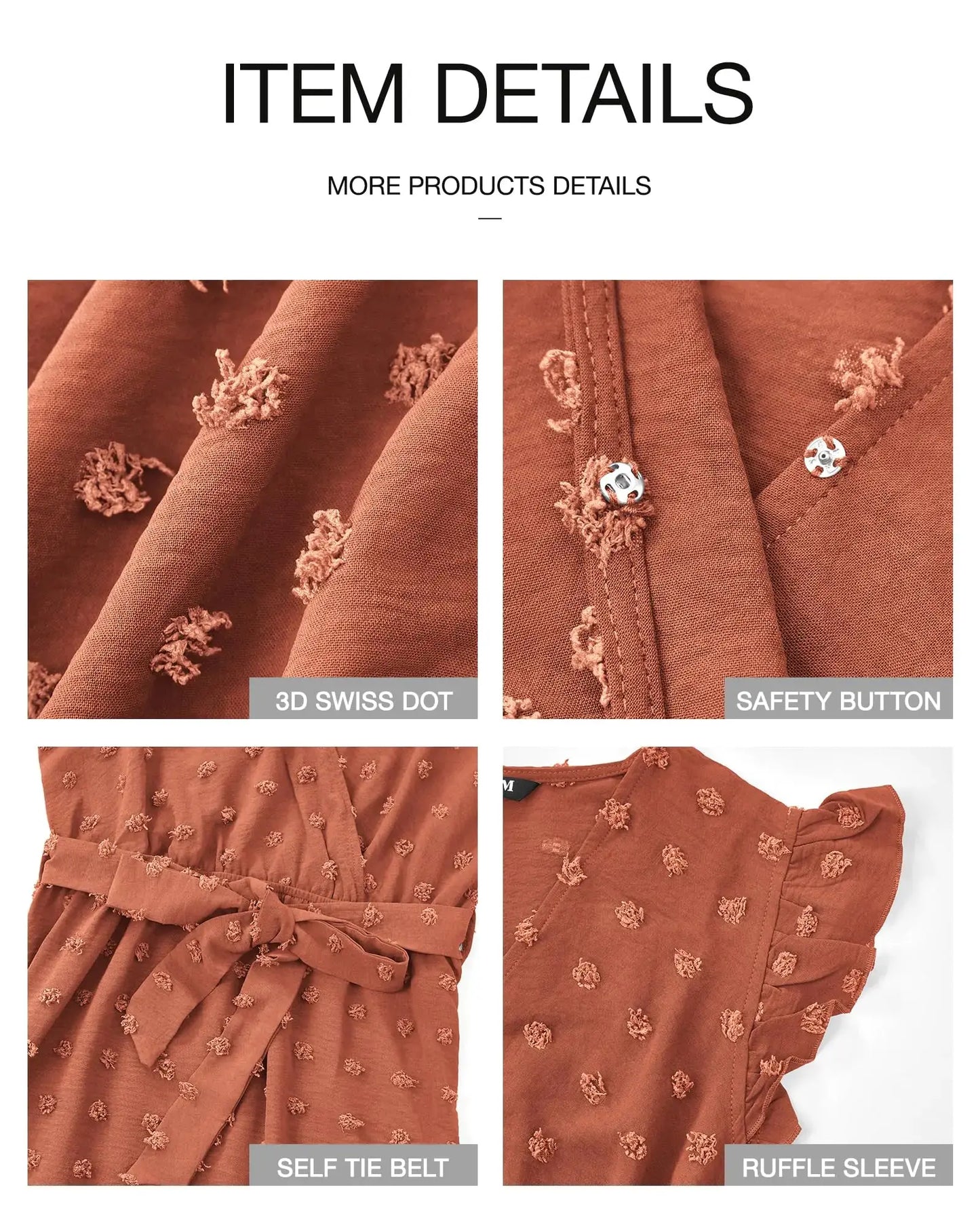 BTFBM Women 2024 Summer V Neck Dress Cap Sleeve Swiss Dot Boho Ruffle Slit Beach Cocktail Party Flowy Long Maxi Dresses Medium Swiss Dot Orange Red My Store