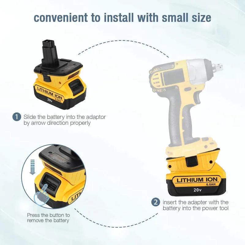 2X 18V To 20V MAX DCA1820 Adapter Converter For DEWALT 20 Volt Li-ion Battery WEM Support (www.WEM.support)