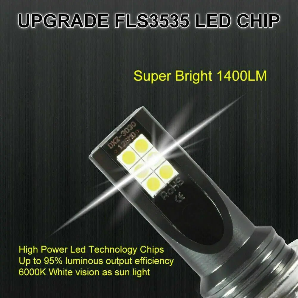 9005 9006 LED Headlights Kit Combo Bulbs 8000K High Low Beam Super White Bright WEM Support (www.WEM.support)