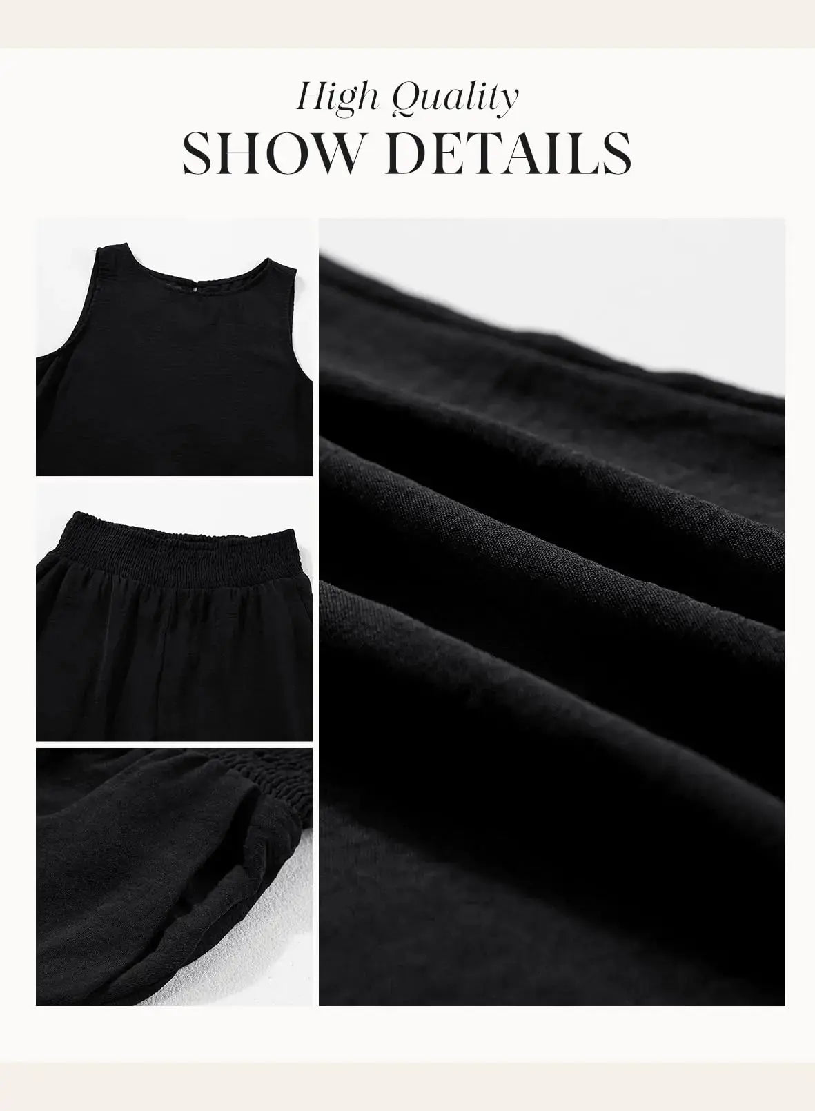 Dokotoo Pants Sets Women 2 Piece Outfits Sleeveless Round Neck Tank Tops Matching Sets for Women Elastic Waist Wide Leg Black X-Large My Store