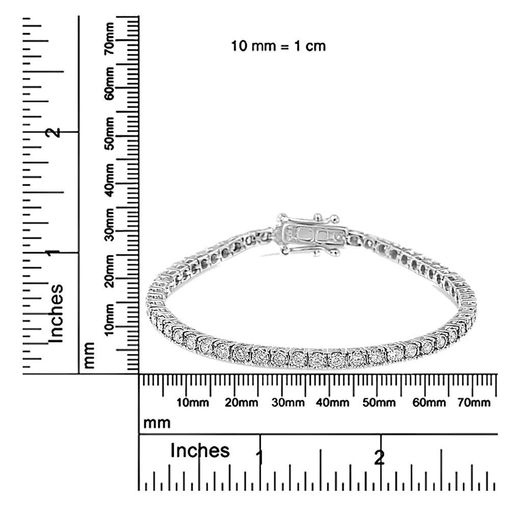 14K White Gold 2.0 Cttw Miracle Set Round-Cut Lab Grown Diamond Illusion 7" Tennis Bracelet (F-G Color, VS2-SI1 Clarity) WEM Support (www.WEM.support)