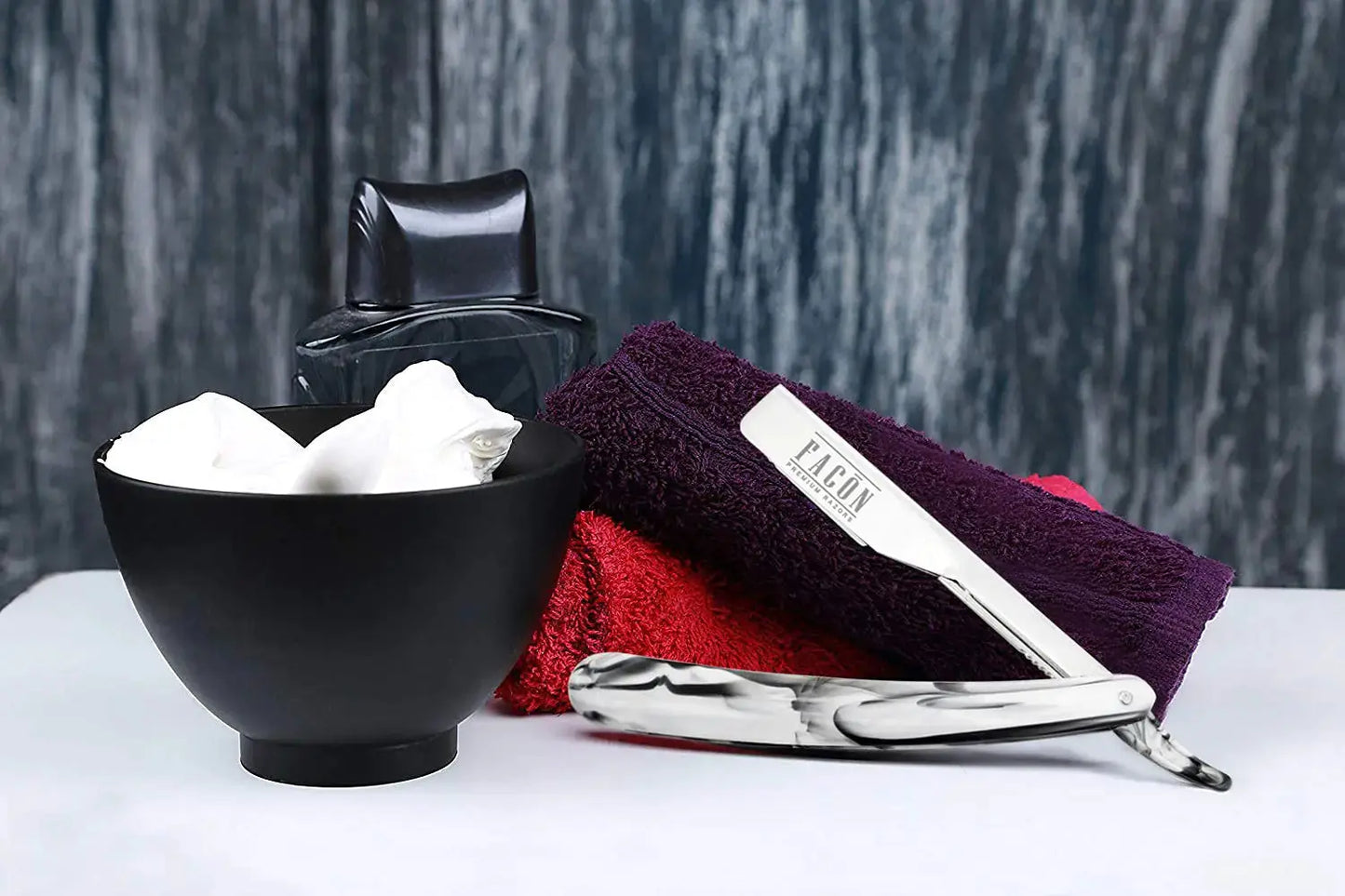 100 BLADES + Facón Professional Marble Straight Edge Barber Razor - Salon Quality Cut Throat Shavette The Crusader My Store