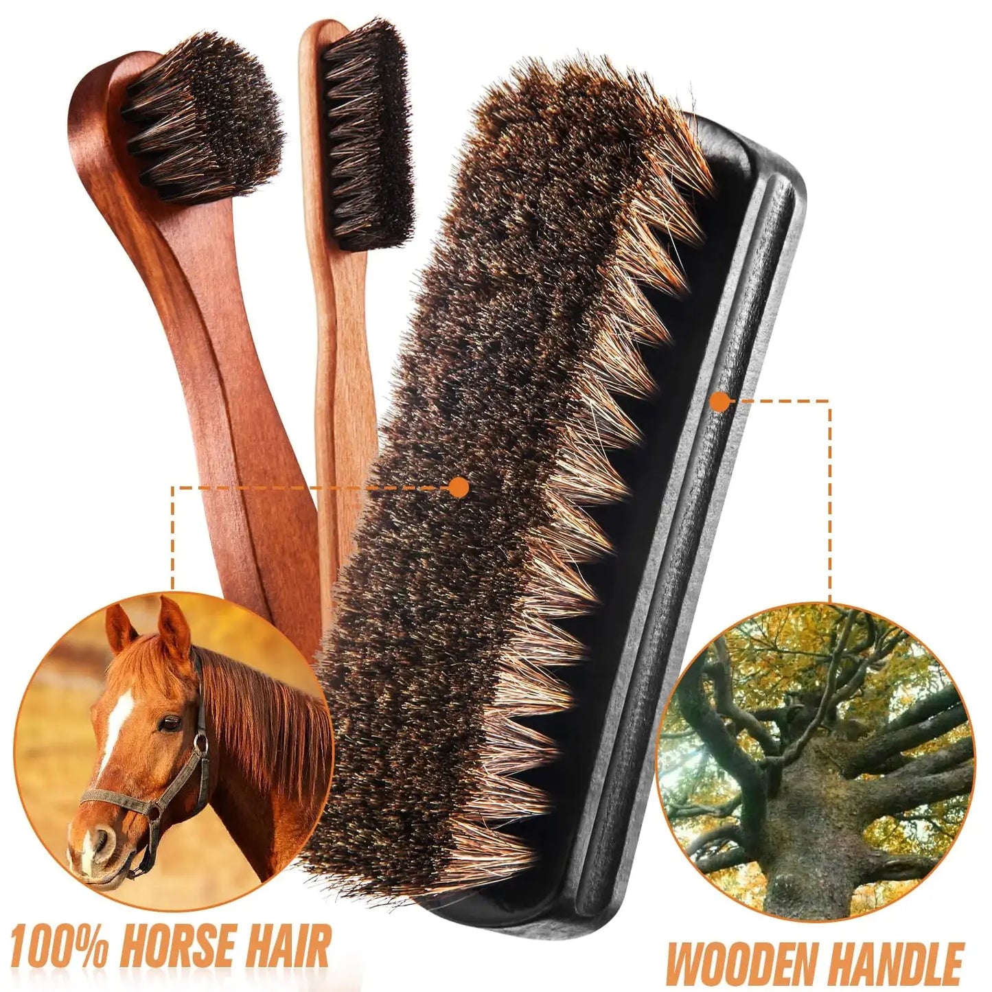 6 Pcs Horsehair Shine Shoes Brush Kit Polish Dauber Applicators Cleaning Leather Shoes Boots Care Brushes Suede Cleaner Brush with Microfiber Shoe Gloves(6 Pcs Style E) 6 Pcs Style E My Store