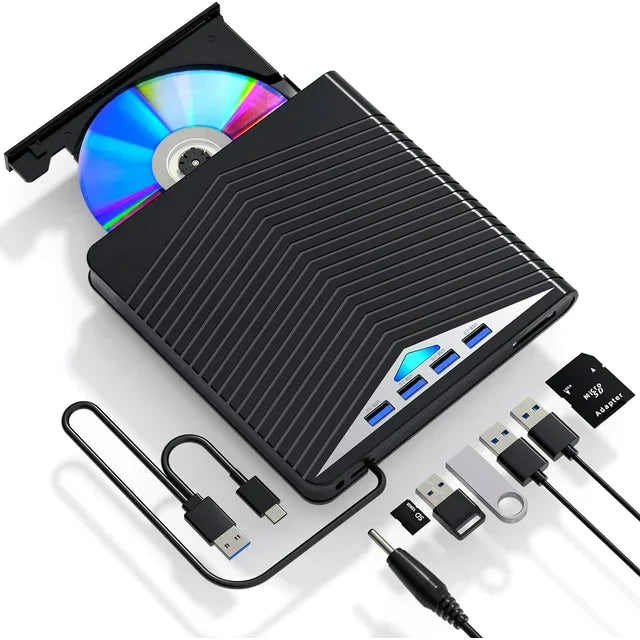 External CD DVD Drive for PC Laptop Windows 11 10 USB 3.0 Burner Reader Writer WEM Support (www.WEM.support)