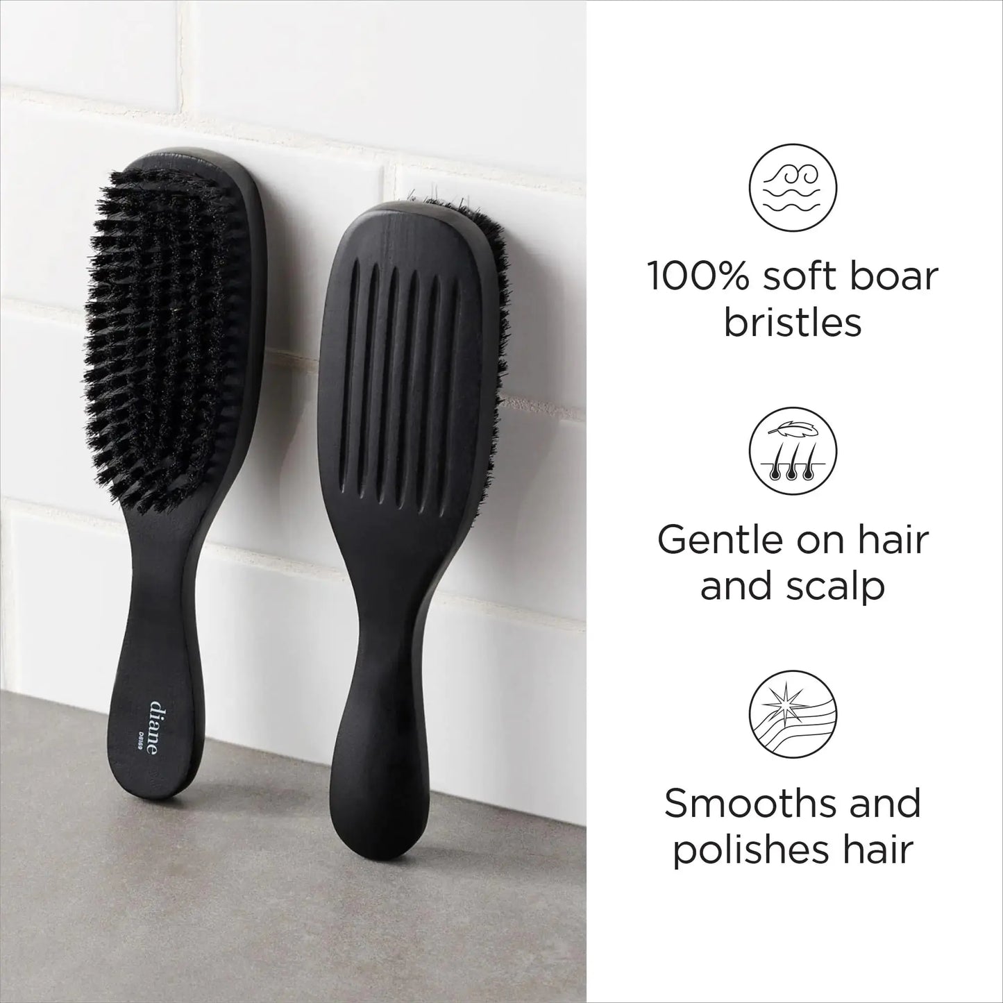 Diane Boar Bristle Brush for Men and Women - Fine to Medium Hair Styling, Wave Styles, Smoothing, Soft Scalp, Club Handle My Store