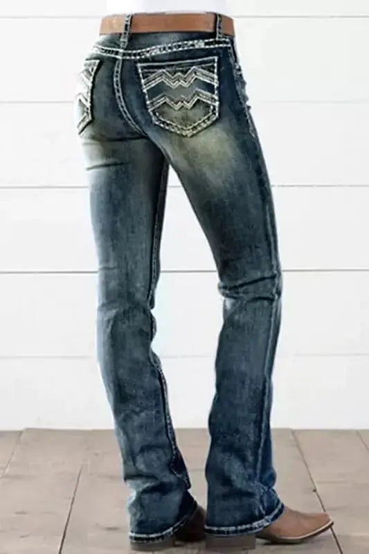 Women's Jeans 90s Mid Rise Bootcut Jeans High Stretch Black Jeans Pantalones De Mujer Boot Cut Denim Pants X-Large 201-cyan Blue My Store