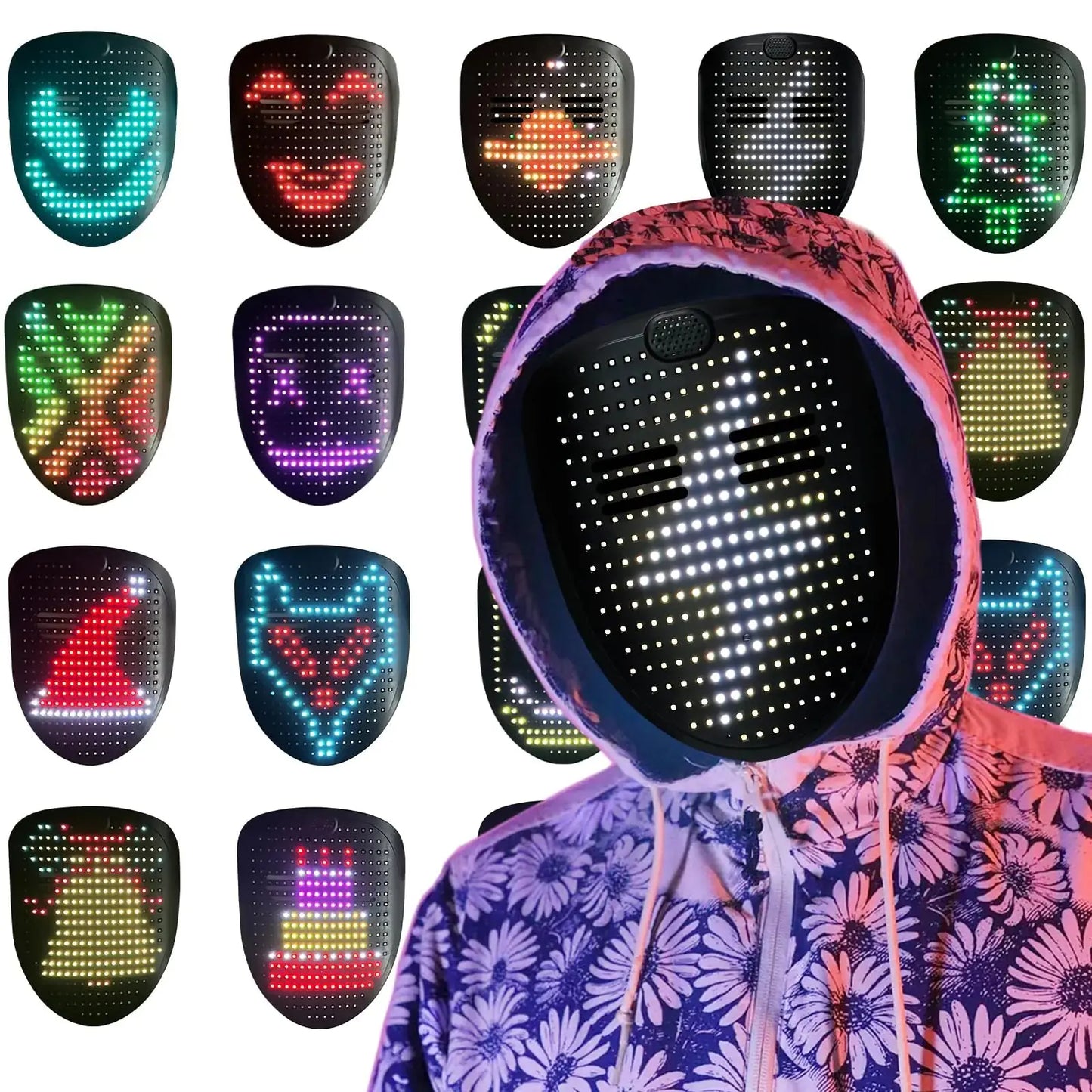 Depointer Life Led Mask with Gesture Sensing,Unisex LED Lighted Face Transforming Mask for Costume Cosplay Party Masquerade Music Mask Rechargeable My Store