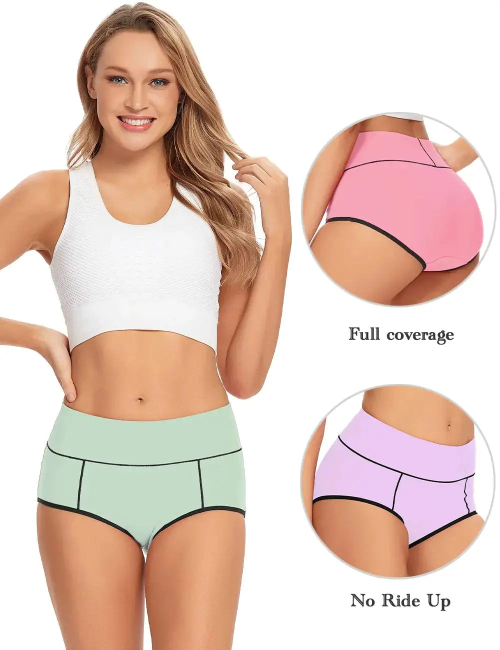 POKARLA Womens Cotton Underwear High Waist Full Coverage Briefs Soft Breathable Postpartum Panties Stretch Underpants X-Large Multicolored-03-5pack My Store