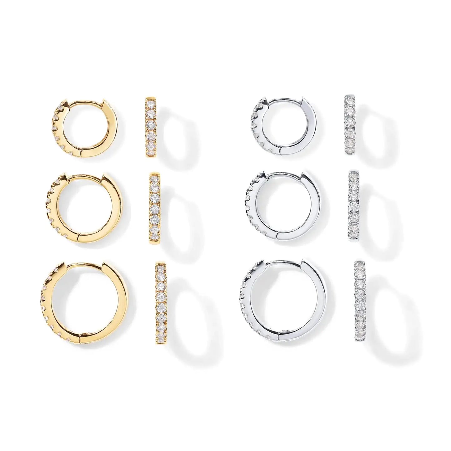PAVOI 18K Gold Plated 925 Sterling Silver Post, 3 Pairs Small Gold Hoop Earrings Set | Mini Cartilage Helix Huggie Hoop Pack for Women Men 8mm 10mm 12mm White & Yellow Sets My Store
