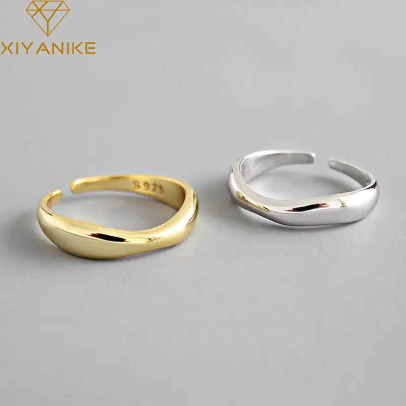 XIYANIKE Silver Color Irregular Wave Rings WEM Support (www.WEM.support)