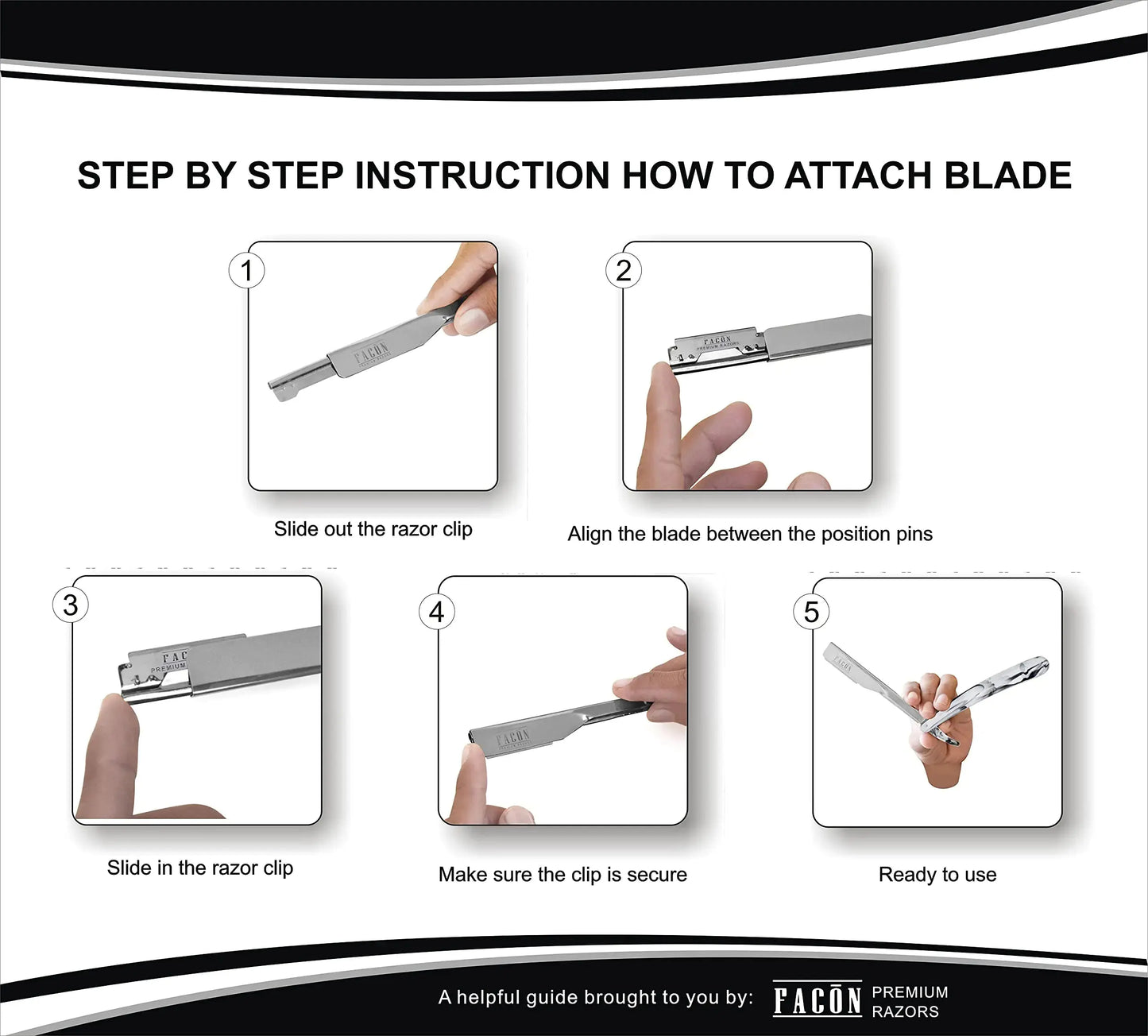 100 BLADES + Facón Professional Marble Straight Edge Barber Razor - Salon Quality Cut Throat Shavette The Crusader My Store