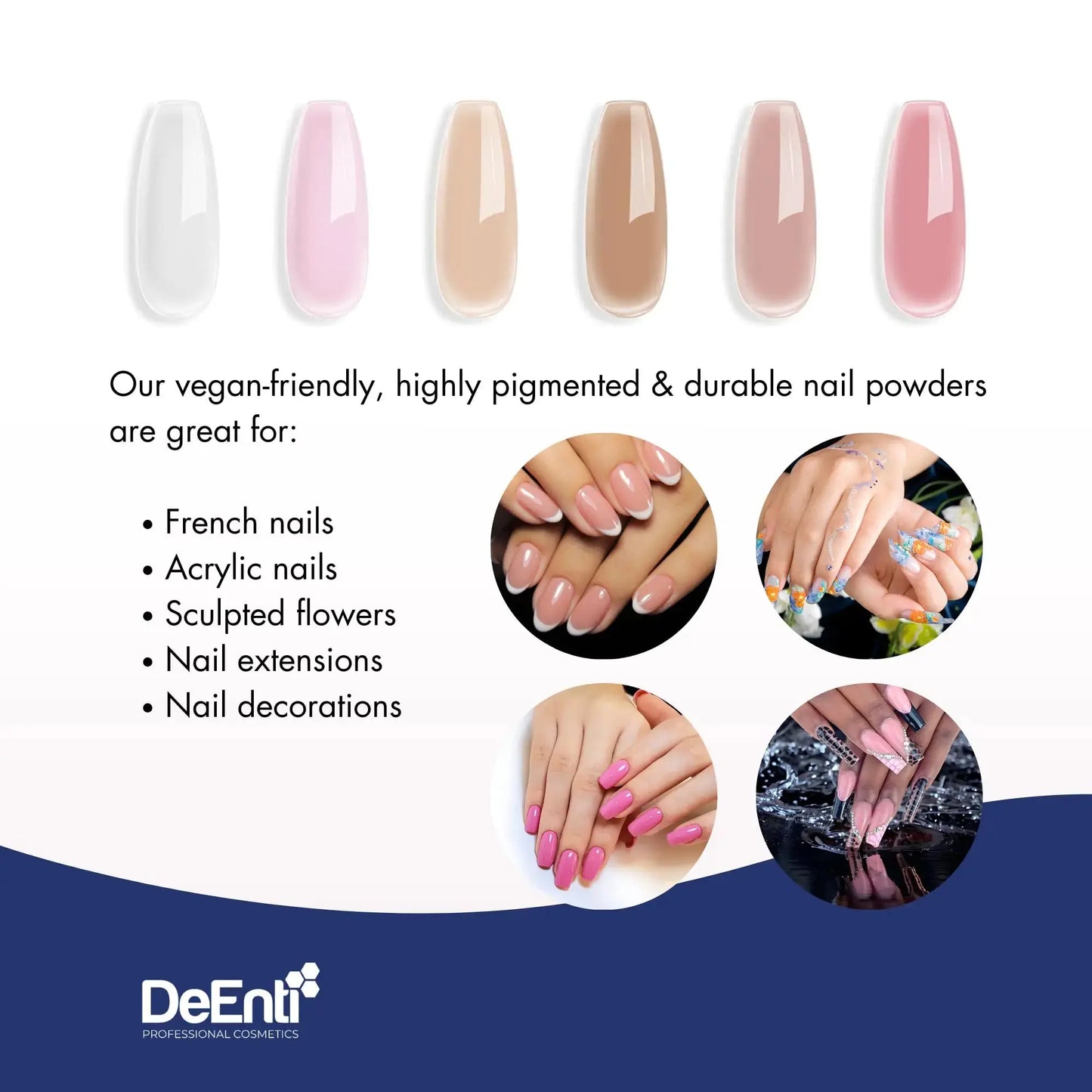 DeEnti Acrylic Nail Powder, 2oz Natural Pink Acrylic Powder Dip for Nails, Mixed Powder Clear and Pink Blend, Long Lasting Salon Quality, Bubble Free Professional Nail Powder for Manicure Nail Art 2 Ounce My Store