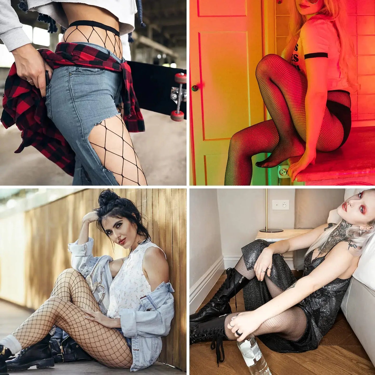 Buauty Fishnet Stockings for Women, High Waisted Fishnet Tights Black Fishnets for Halloween One Size Black-6pcs My Store