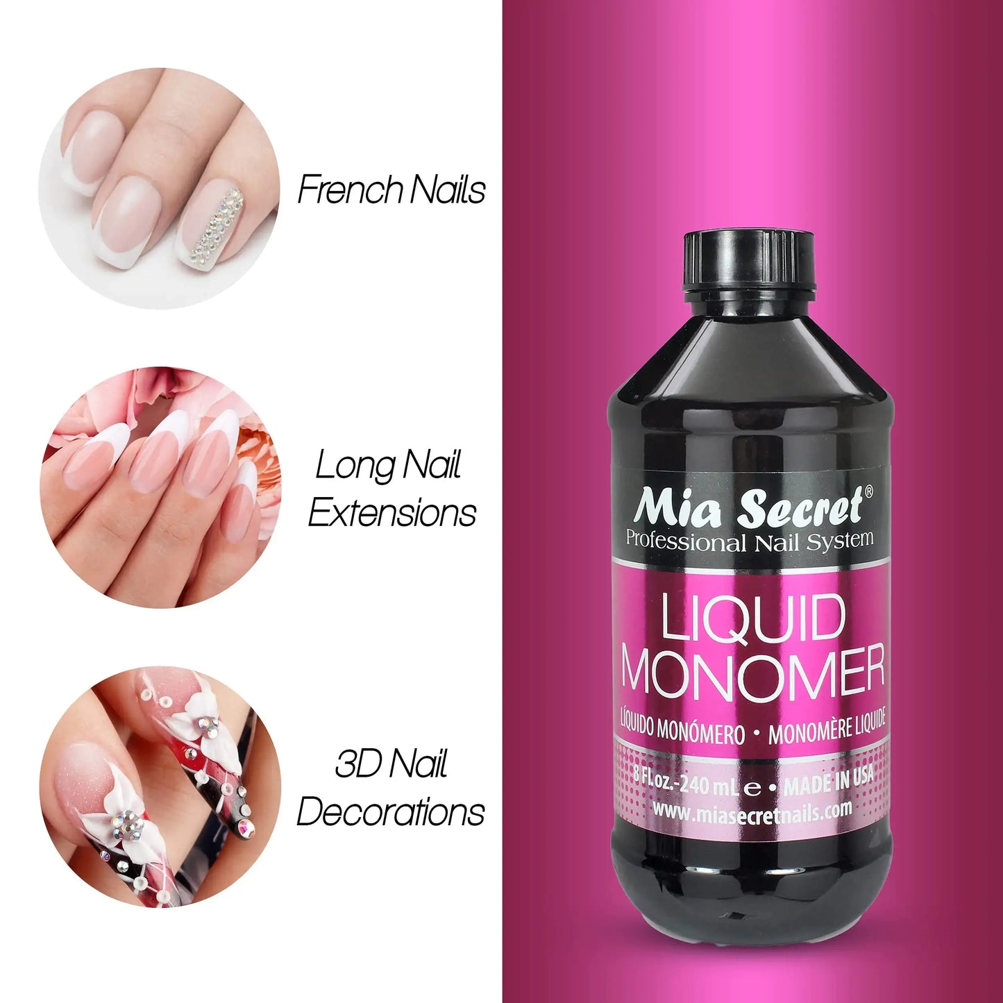 Mia Secret 8 oz / 240ml LIQUID MONOMER PROFESSIONAL ACRYLIC NAIL SYSTEM My Store