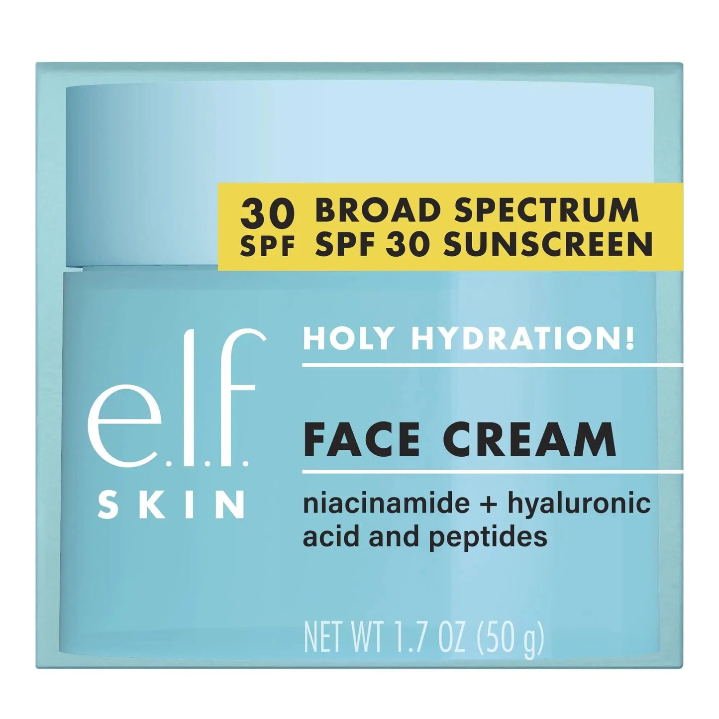 e.l.f. Holy Hydration! Face Cream, Broad Spectrum SPF 30 Sunscreen, Moisturizes & Softens Skin, Quick-Absorbing & Ultra-Hydrating, 1.8 Oz 1.8 Ounce (Pack of 1) My Store