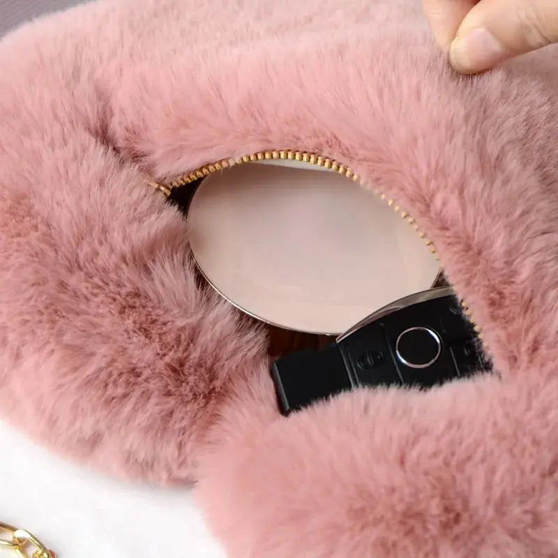 Heart Shaped Faux Fur Crossbody Wallet Crafted from high-quality faux fur, this wallet is soft to the touch and luxurious to look at. My Store