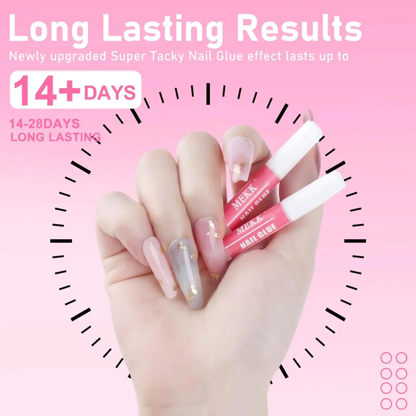MEKK Nail Glue,Super Strong Nail Glue for Acrylic Nails,Long Lasting Nail Glue for Press Ons,Professional Nail Tip Glue Nail Tech Supplies Adhesive Press On Nail Glue for Nail Tips 0.07OZ/PCS(24PCS) B-Pink My Store