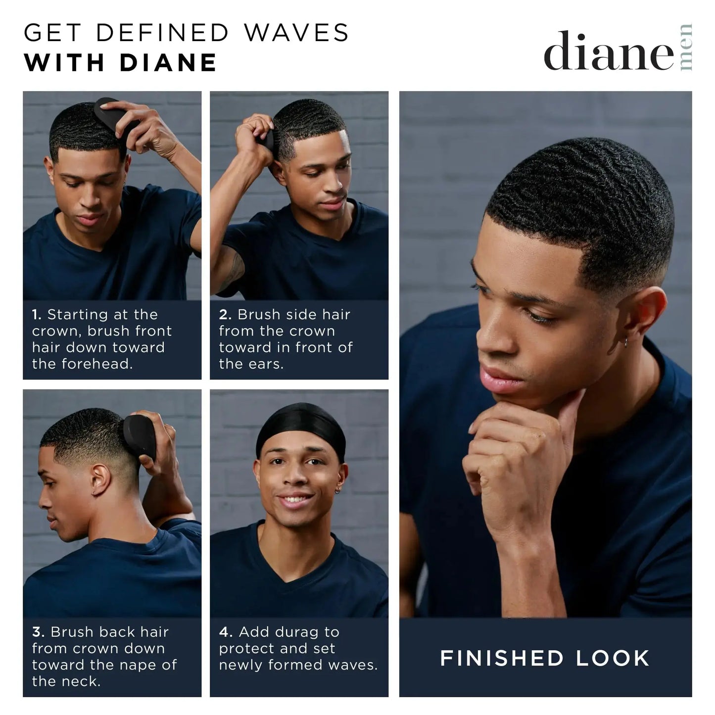 Diane Boar Bristle Brush for Men and Women - Fine to Medium Hair Styling, Wave Styles, Smoothing, Soft Scalp, Club Handle My Store