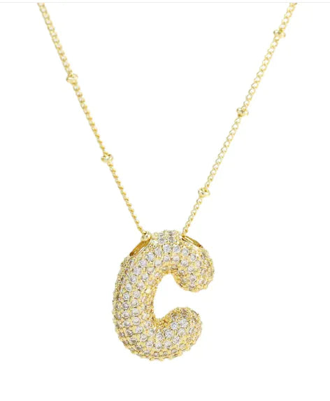 Brass Zircon Letter Necklace WEM Support (www.WEM.support)
