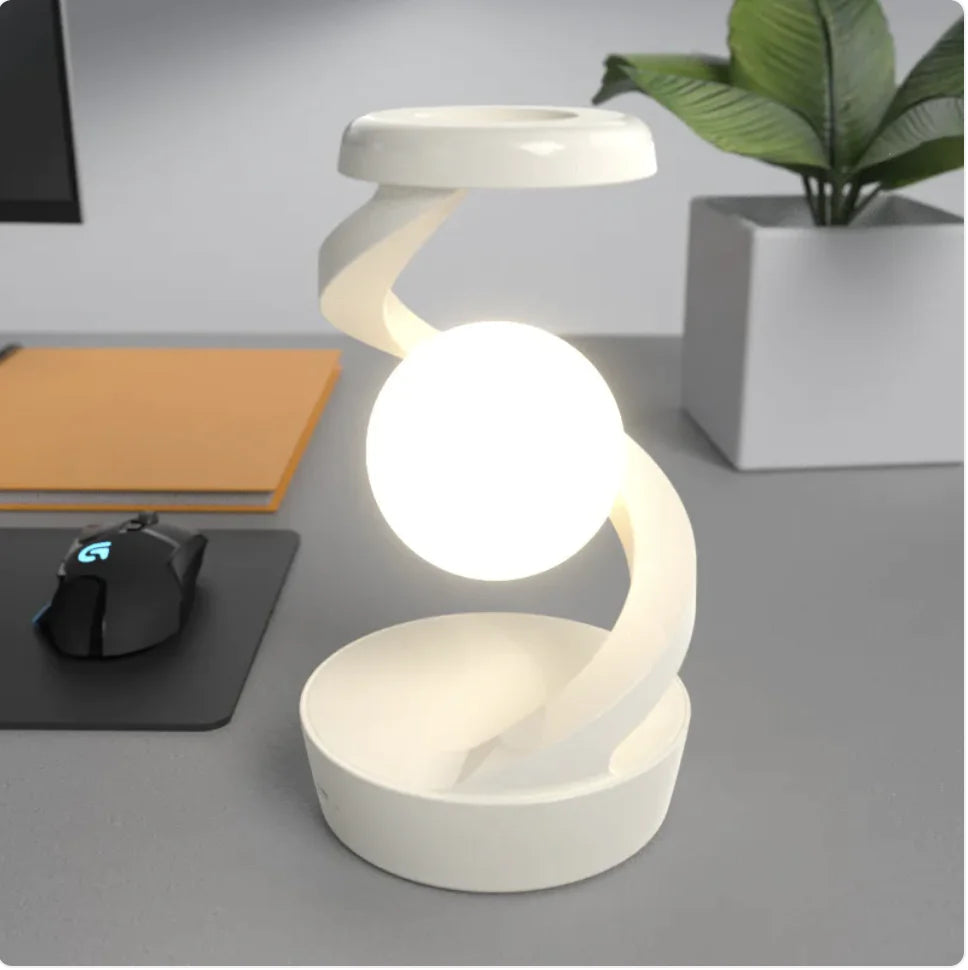 Rotating Moon Desk Lamp with Wireless Charging and Touch Sensor WEM Support (www.WEM.support)