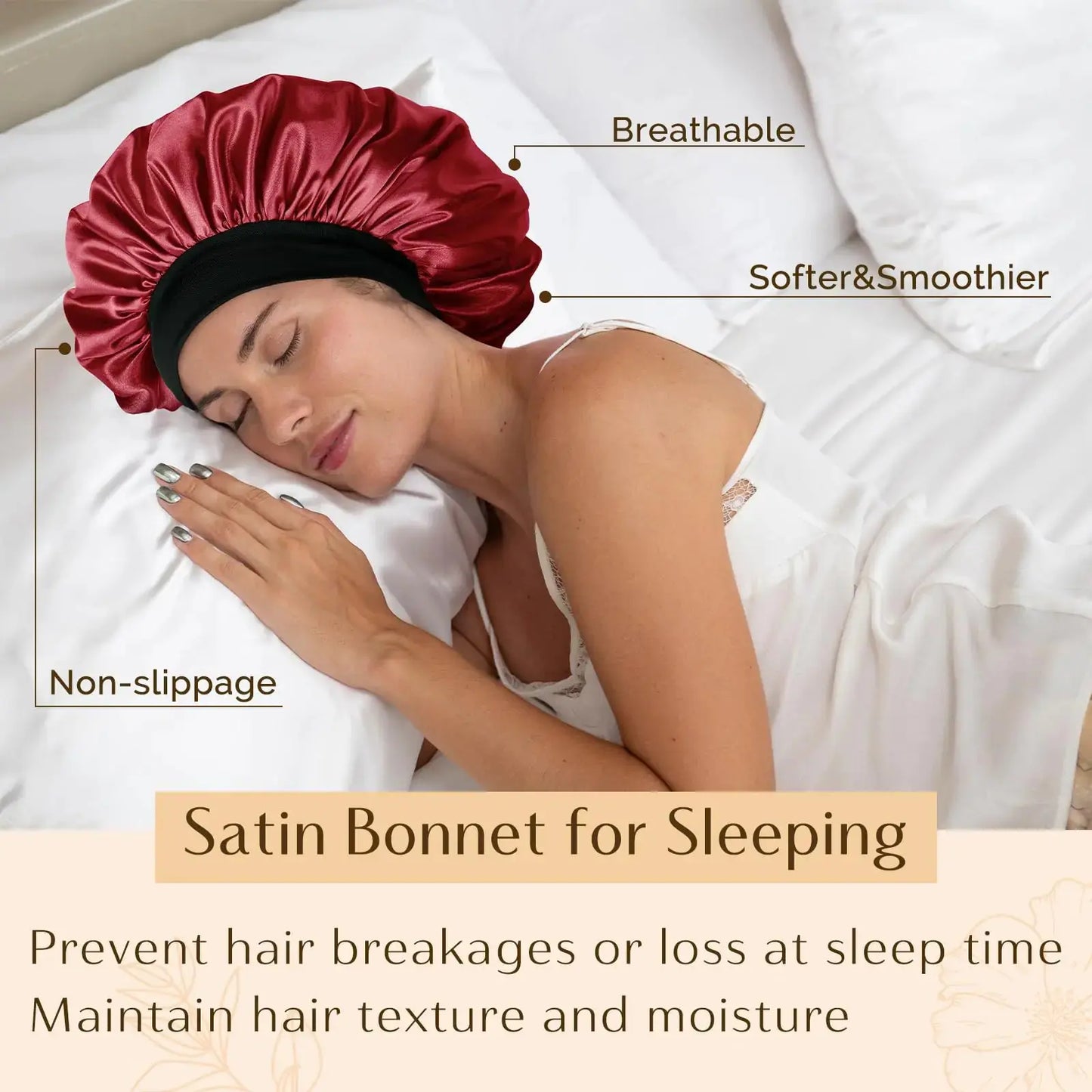 YANIBEST Bonnet for Men Hair Bonnet for Sleeping Double Layer Satin Bonnets for Black Women Curly Hair Braids Wine Red My Store