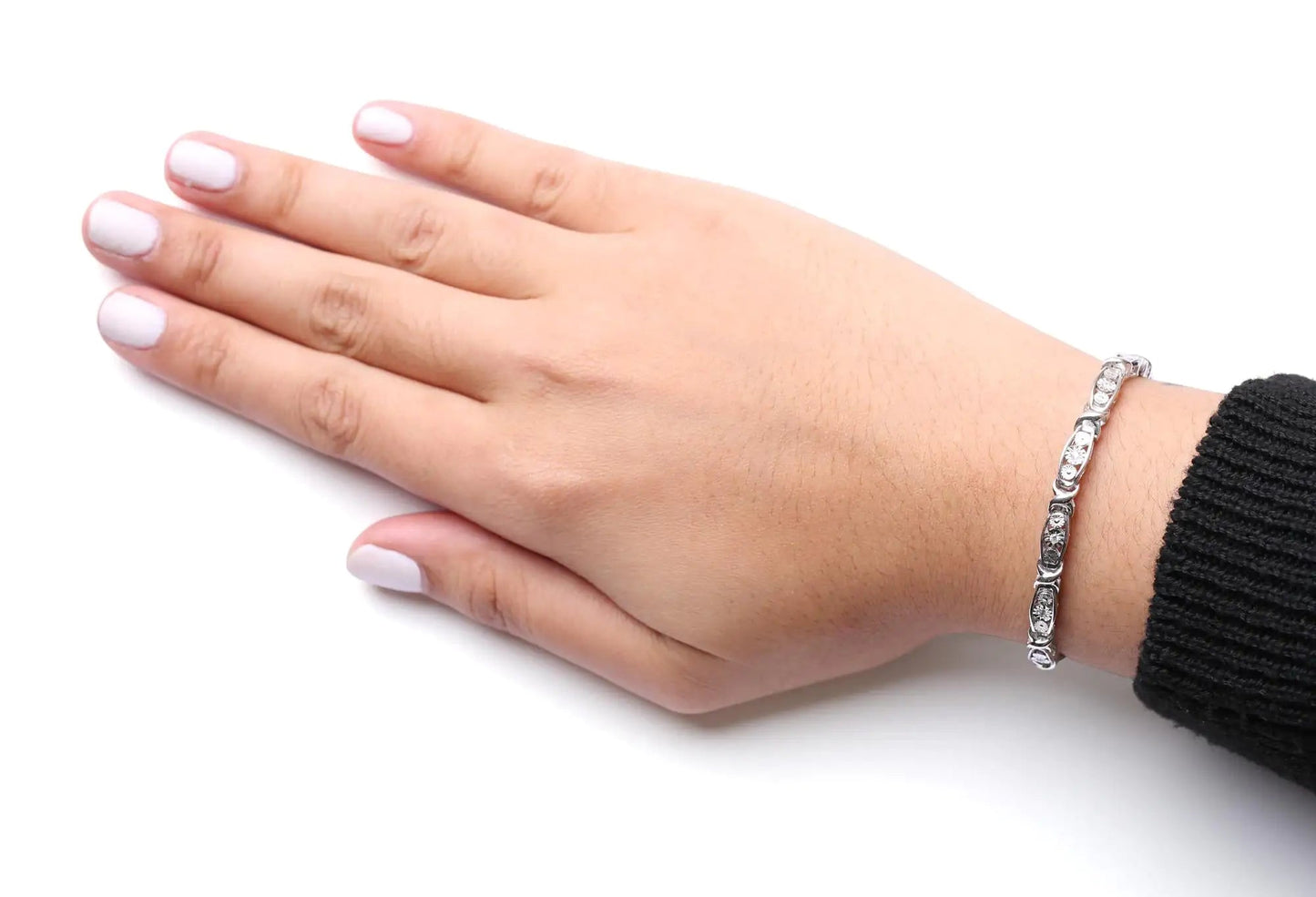 .925 Sterling Silver 1/4 Cttw Round Diamond Link Bracelet - Size 7.50" - (I-J Color, I2-I3 Clarity) WEM Support (www.WEM.support)