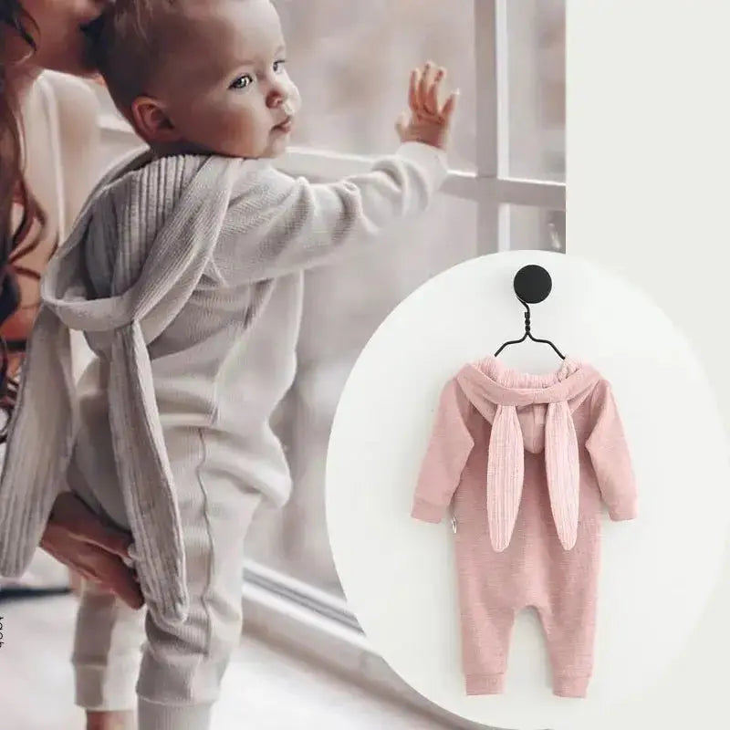 Rabbit Ear Hooded Baby Rompers these rompers are designed to keep your baby warm and stylish. The cute rabbit ear hood adds a fun and playful touch to the outfit, making it perfect for everyday wear or special occasions. Baby Rabbit Ear Rompers My Store