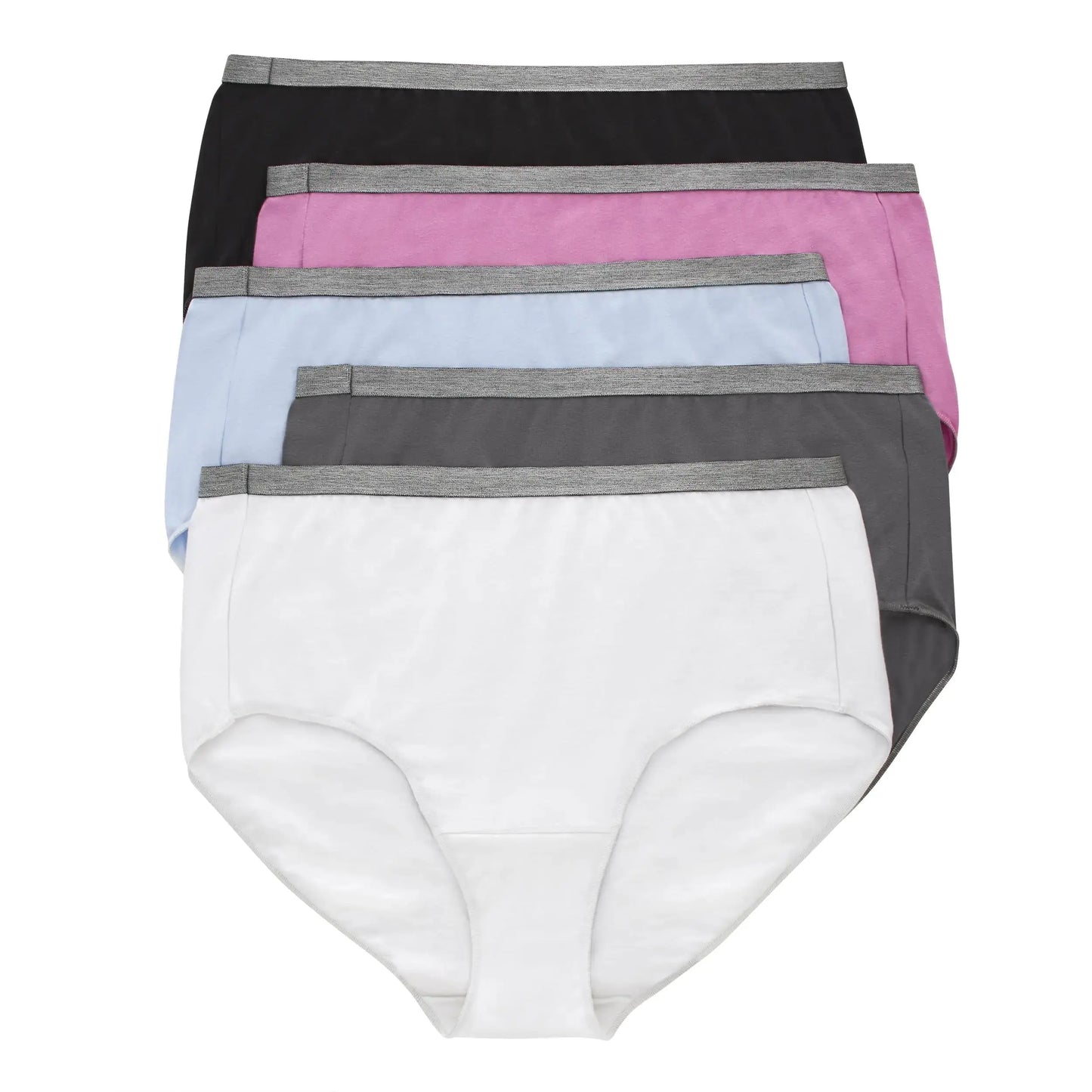 Hanes Women's Just My Size Brief Underwear, Cotton Stretch Brief Panties, Plus Sizes, 5-Pack 11 White/Grey/Blue/Pink/Black, Hanes Women's Cotton Briefs My Store