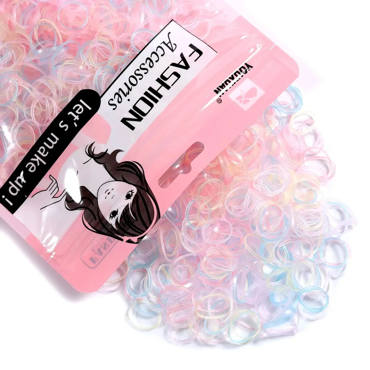 Mini Hair Elastics for Girls Transparent Rubber Bands, 1000 PCS, Multi Color 1 Count (Pack of 1000) Transparent color My Store