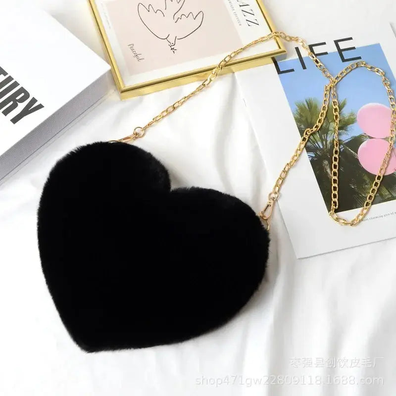 Heart Shaped Faux Fur Crossbody Wallet Crafted from high-quality faux fur, this wallet is soft to the touch and luxurious to look at. My Store