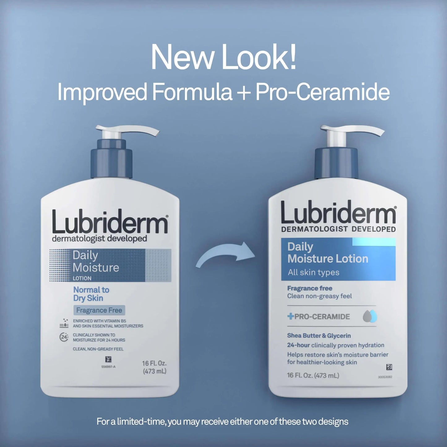 Lubriderm Fragrance Free Daily Moisture Lotion + Pro-Ceramide, Shea Butter & Glycerin, Face, Hand & Body Lotion for Sensitive Skin, Hydrating Lotion for Healthier-Looking Skin, 16 fl. oz My Store