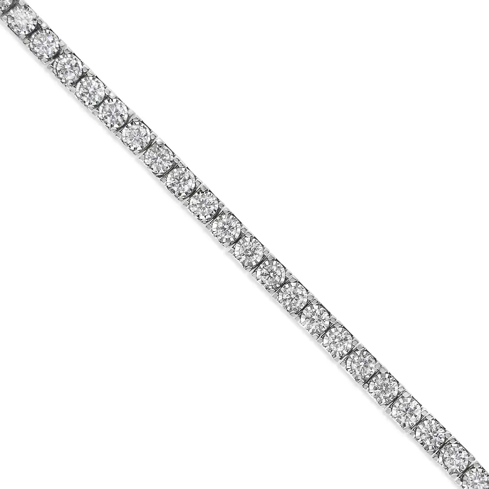 14K White Gold 2.0 Cttw Miracle Set Round-Cut Lab Grown Diamond Illusion 7" Tennis Bracelet (F-G Color, VS2-SI1 Clarity) WEM Support (www.WEM.support)