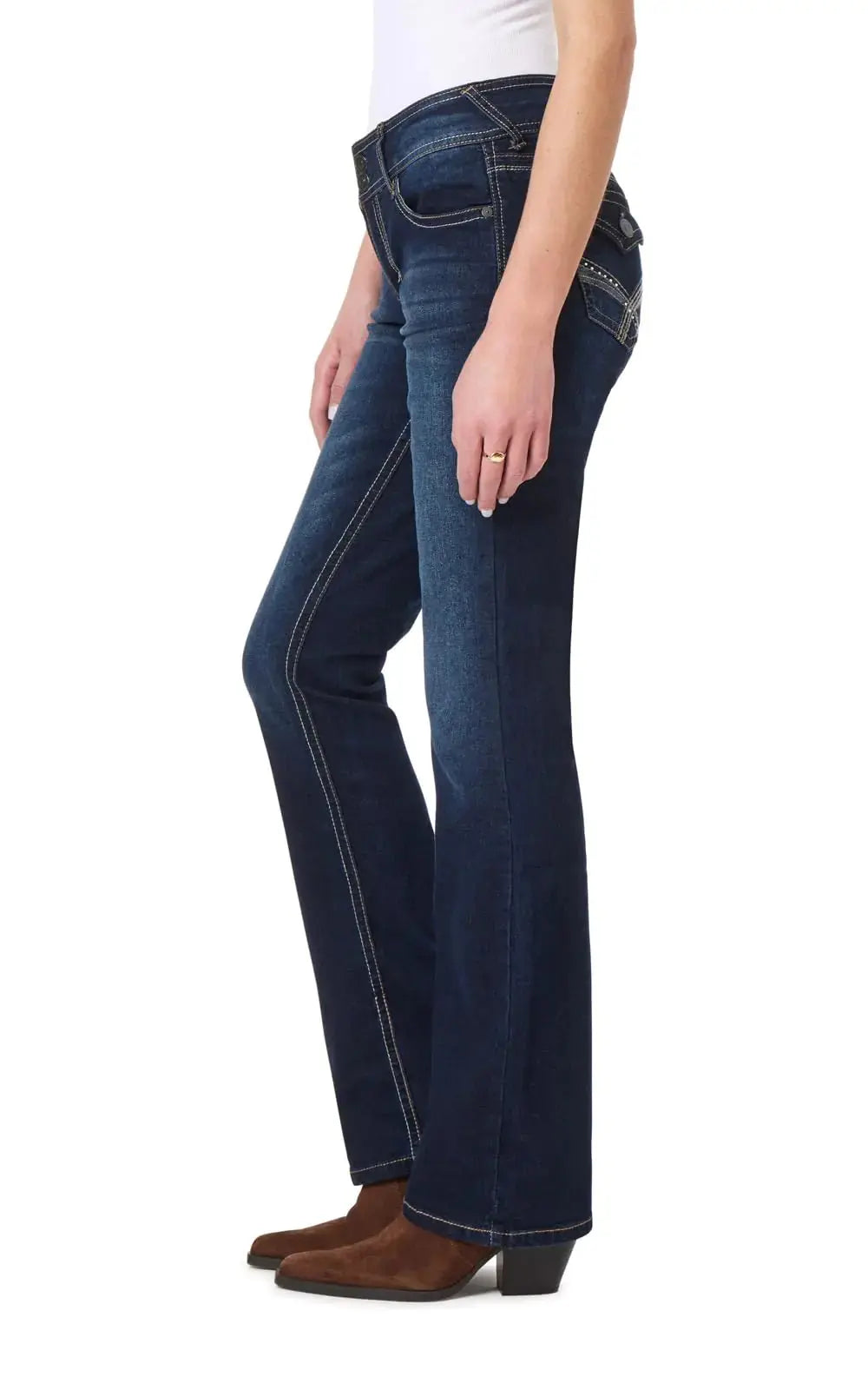 WallFlower Women's Luscious Curvy Bootcut Mid-Rise Insta Stretch Juniors Jeans Standard 5 Betsy My Store
