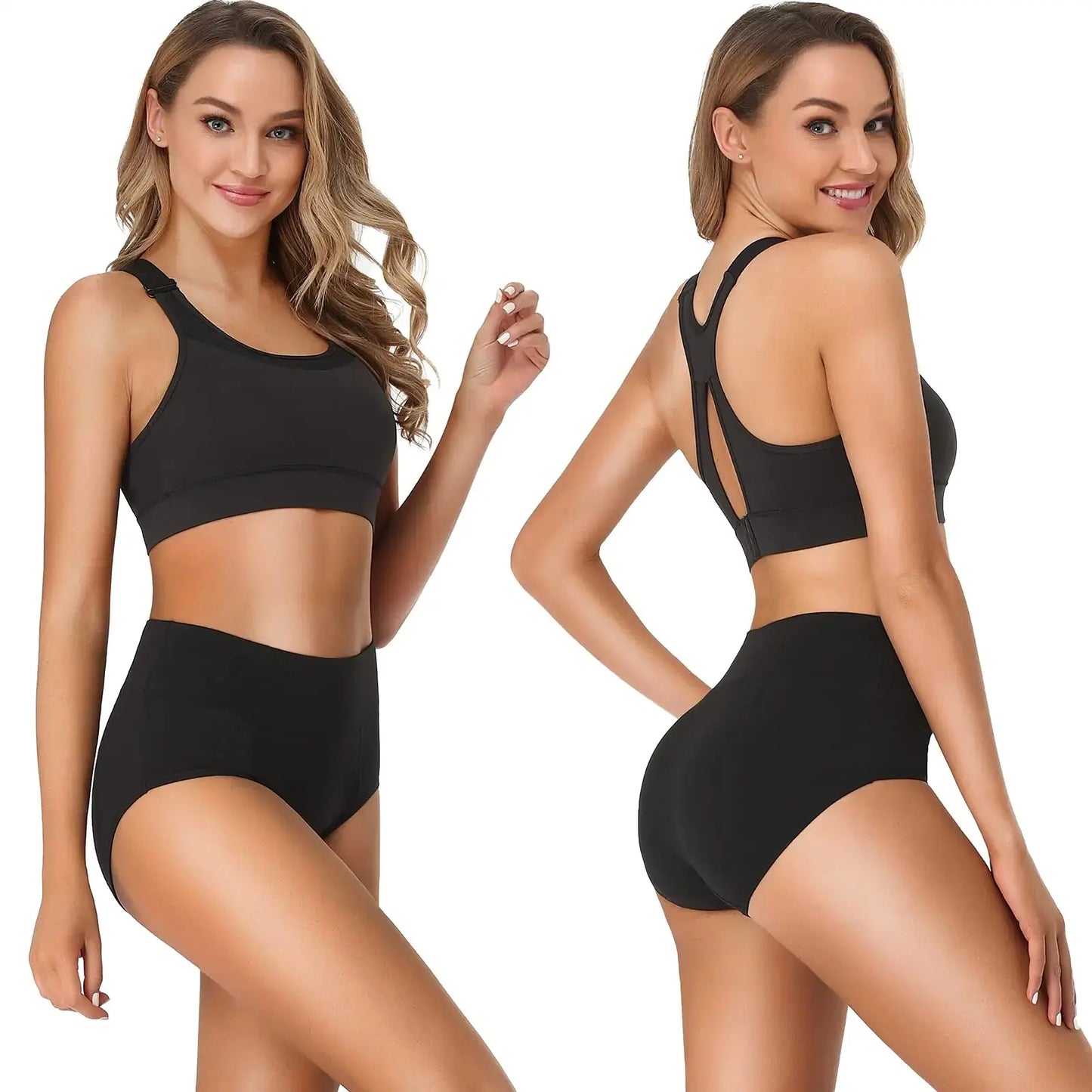 OLIKEME Cotton Underwear High Waisted Panties Full Coverage Underpants Soft Strech Ladies Briefs for Women Multi Pack X-Large Black-a-5 Pack My Store
