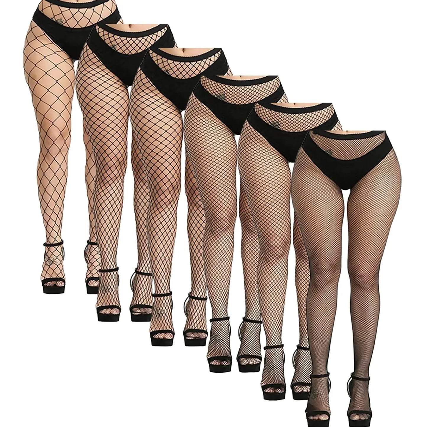 Buauty Fishnet Stockings for Women, High Waisted Fishnet Tights Black Fishnets for Halloween One Size Black-6pcs My Store