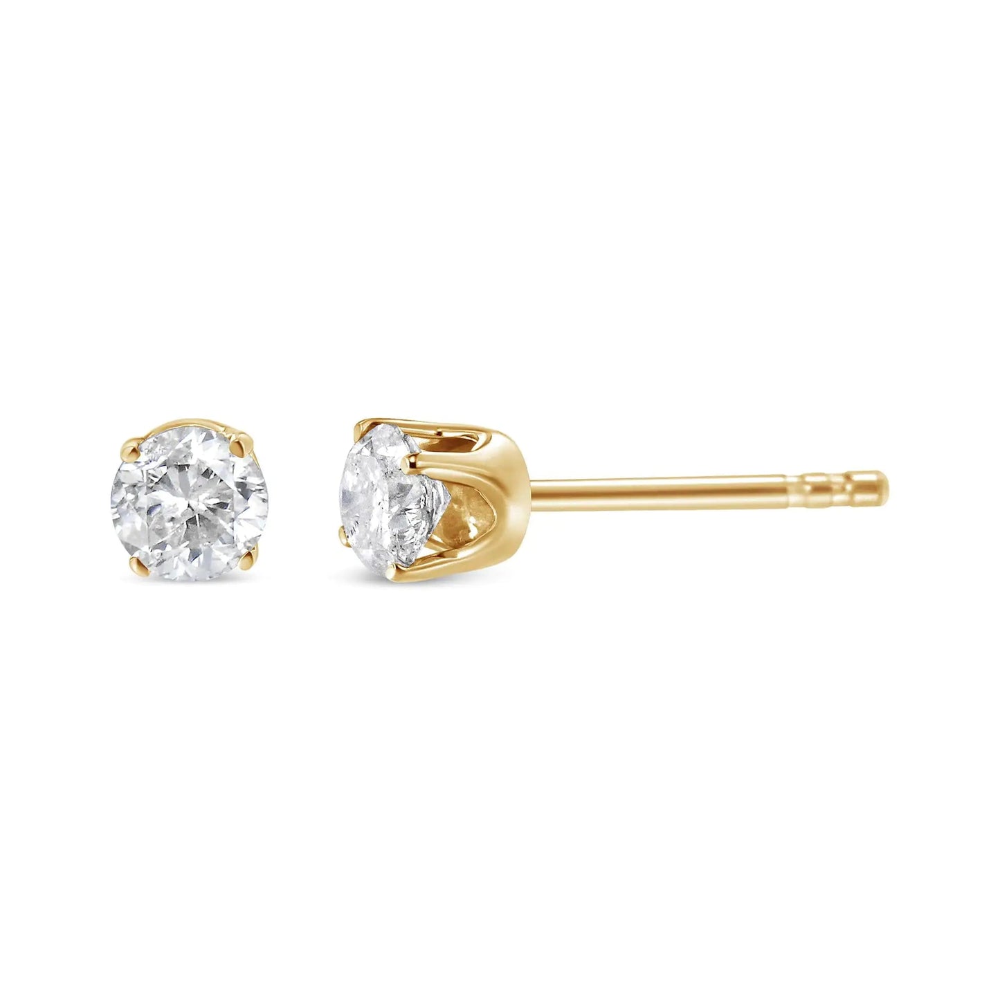 14K Yellow Gold 5/8 Cttw Round Brilliant-Cut Diamond Classic 4-Prong Stud Earrings (K-L Color, I2-I3 Clarity) WEM Support (www.WEM.support)