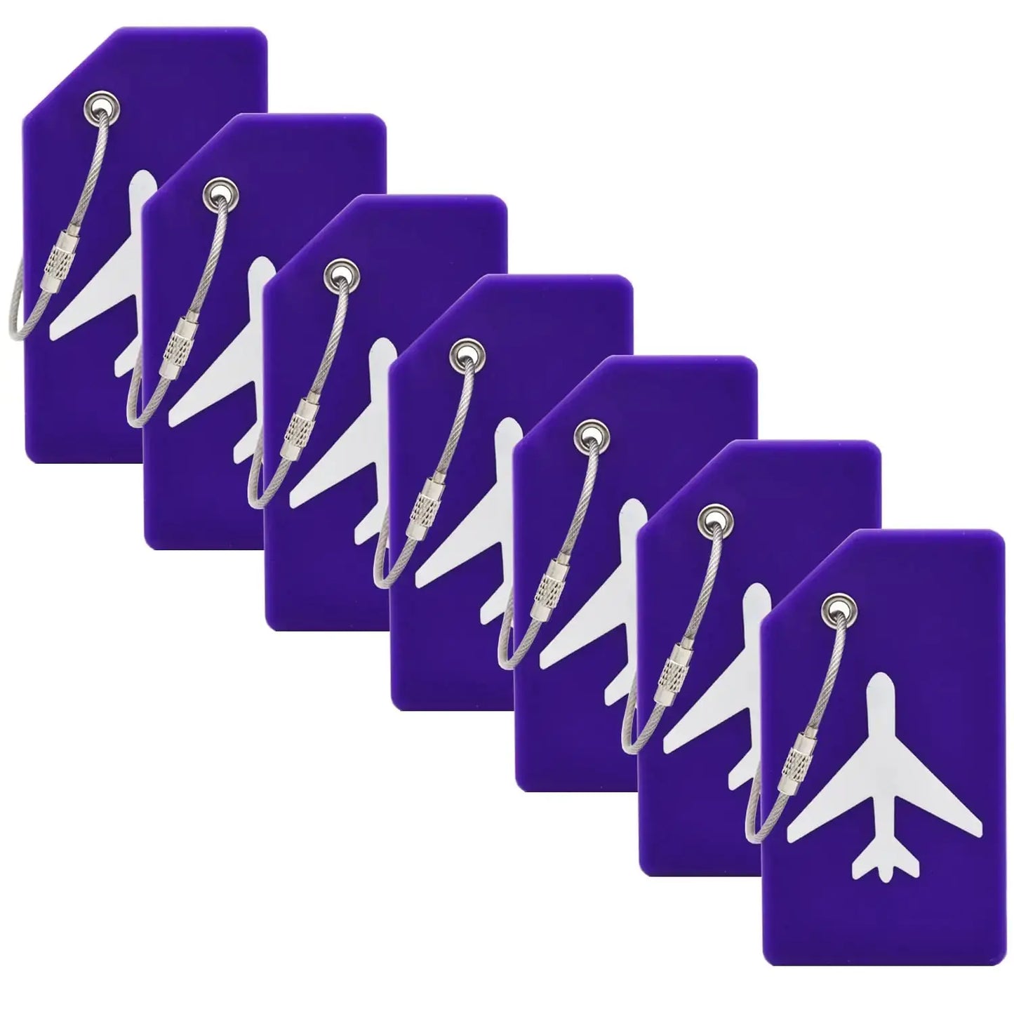 7 Pack Silicone Luggage Tag Baggage Handbag Travel Suitcase Tags with Name ID Card Perfect to Quickly Spot Luggage Suitcase (Purple) Purple My Store