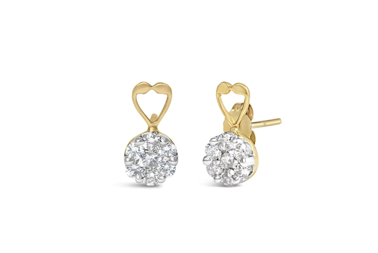 14K Yellow Gold 1ct. TDW Round-cut Diamond Earrings (I-J,SI2-I1) WEM Support (www.WEM.support)