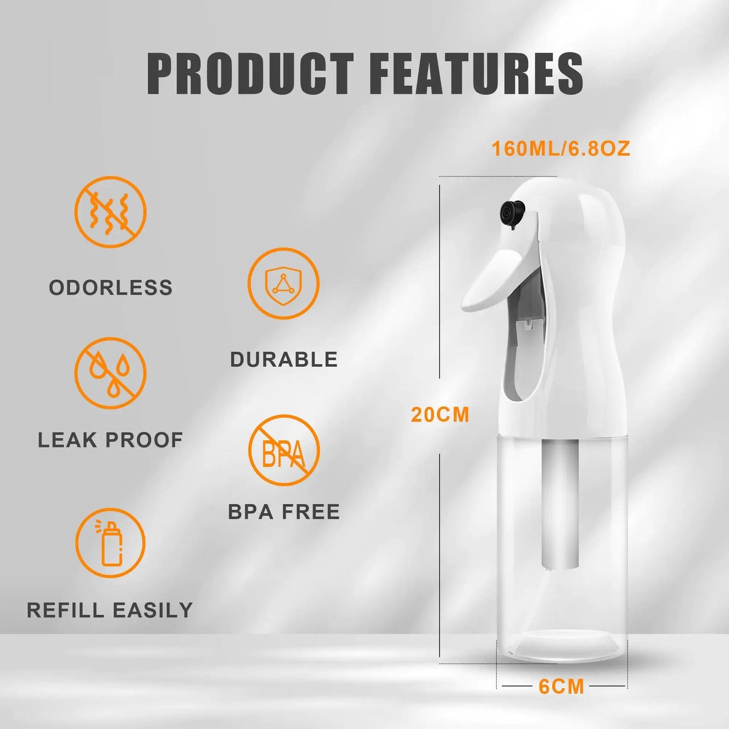 2Pcs Continuous Spray Bottle For Hair,Ultra Fine Refillable Water Mister for Hair Styling, Plants, Cleaning, Salon, Misting & Skin Care(200ml/6.8oz Clear) My Store