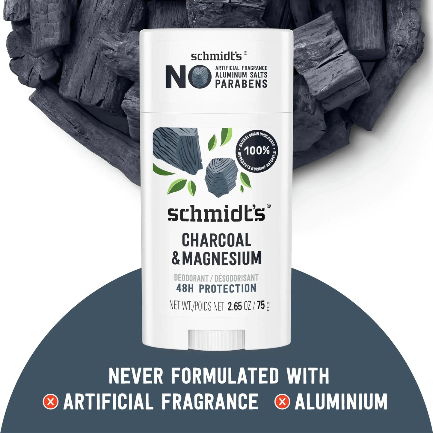 Schmidt's Aluminum-Free Vegan Deodorant Charcoal & Magnesium with 24 Hour Odor Protection, 4 Count for Women and Men, Natural Ingredients, Cruelty-Free, 2.65 oz My Store