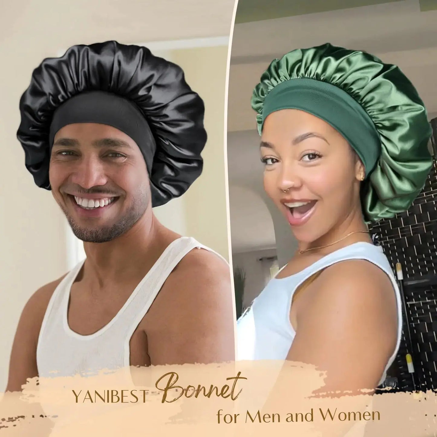 YANIBEST Bonnet for Men Hair Bonnet for Sleeping Double Layer Satin Bonnets for Black Women Curly Hair Braids Wine Red My Store
