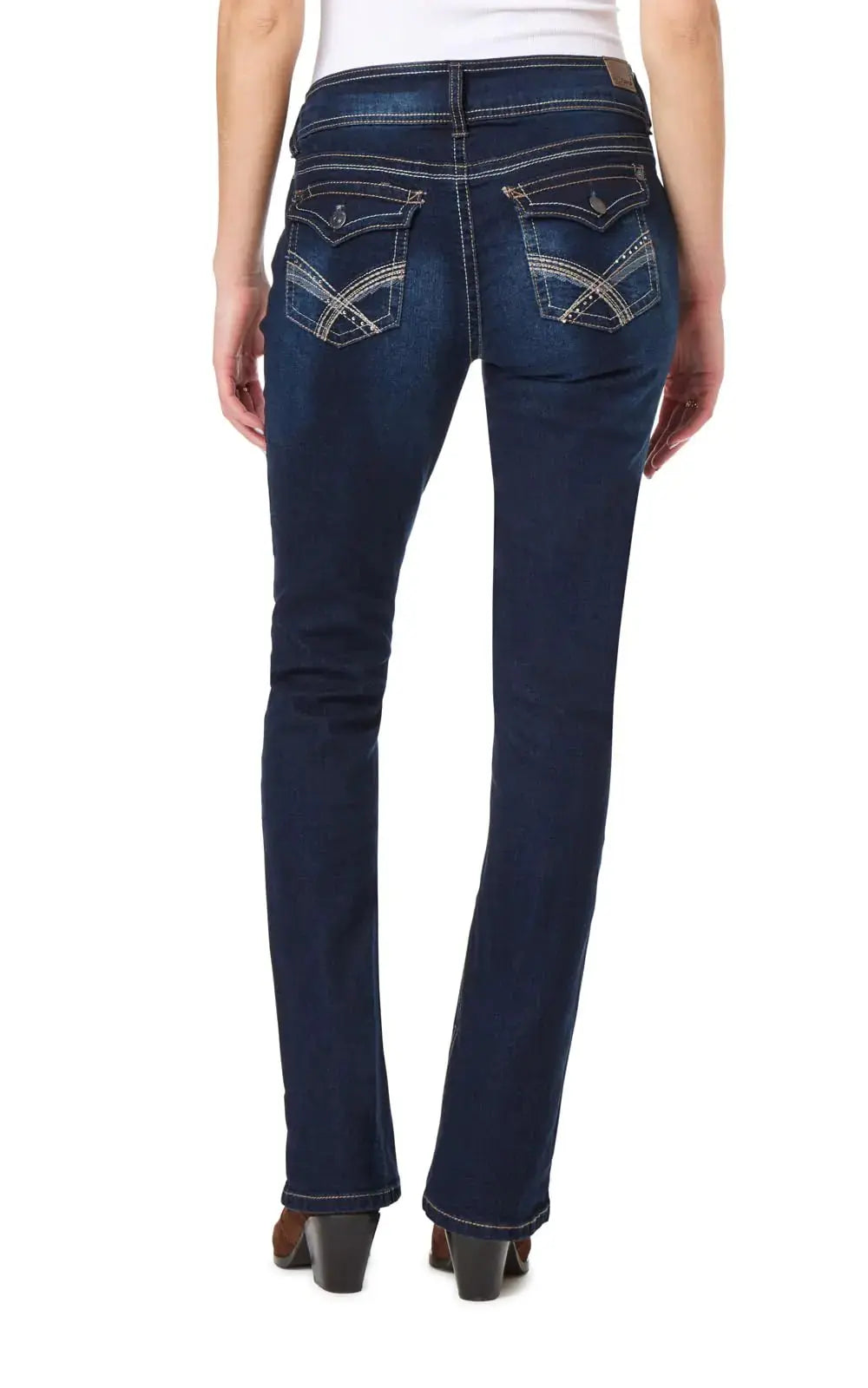 WallFlower Women's Luscious Curvy Bootcut Mid-Rise Insta Stretch Juniors Jeans Standard 5 Betsy My Store