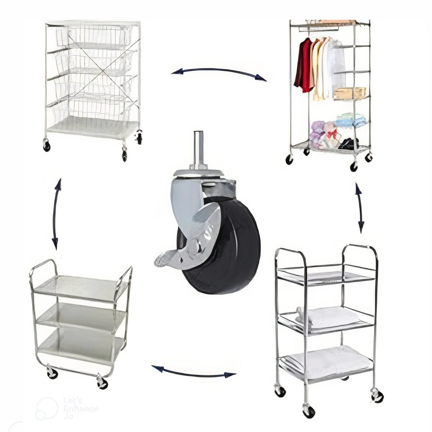 4x 3 Inch Rubber Casters Heavy Duty Safety Brake Wheels For Wire Shelving Rack WEM Support (www.WEM.support)