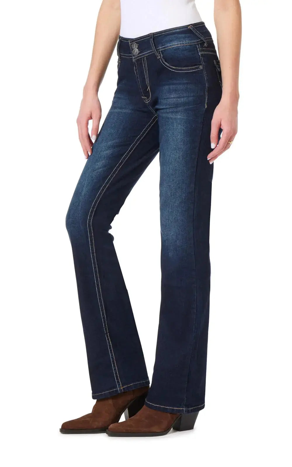 WallFlower Women's Luscious Curvy Bootcut Mid-Rise Insta Stretch Juniors Jeans Standard 5 Betsy My Store