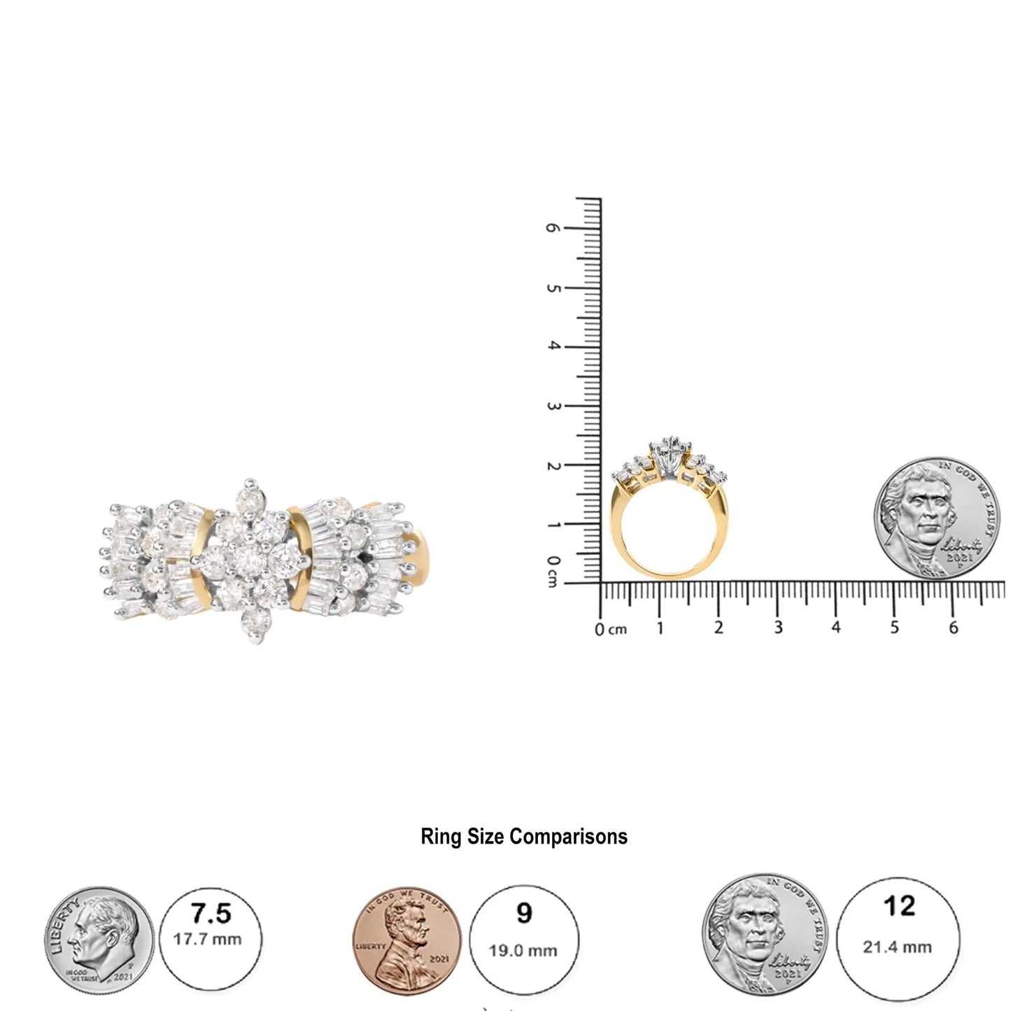10K Yellow Gold 1.00 Cttw Diamond Starburst Ring Band (H-I Color, I1-I2 Clarity) WEM Support (www.WEM.support)