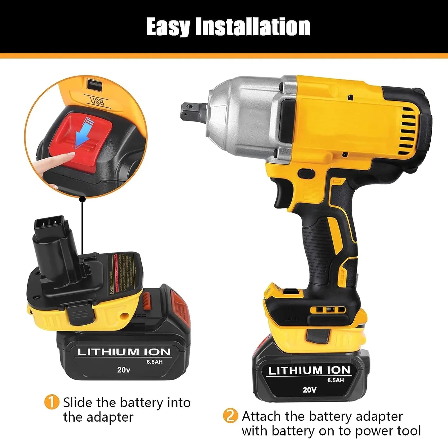 2X 18V To 20V MAX DCA1820 Adapter Converter For DEWALT 20 Volt Li-ion Battery WEM Support (www.WEM.support)
