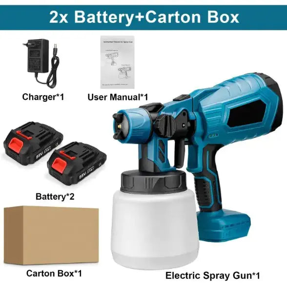 Wireless Paint Sprayer giving you the freedom to move around and reach every corner with ease. With adjustable settings and a lightweight design, My Store
