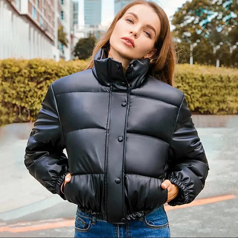 Women Winter Thick PU Leather Coats, Winter Women Leather Coats My Store