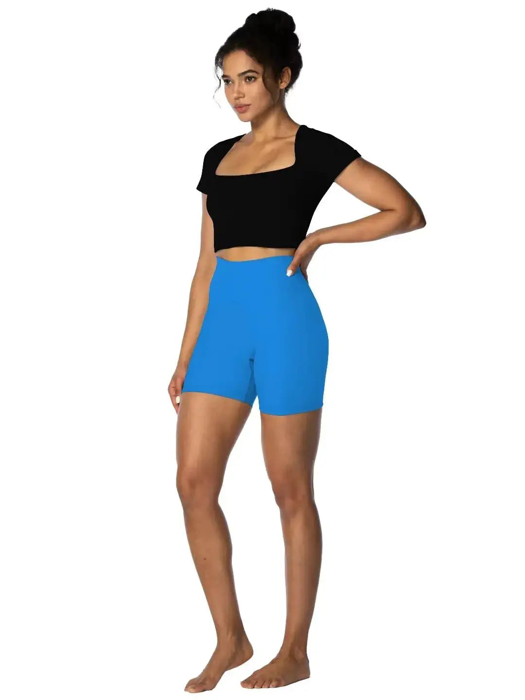 Sunzel Women's Hidden Butt Scrunch Shorts, High Waisted Biker Shorts, Gym Workout Yoga Running Shorts with Tummy Control 6" Inseam X-Small Classic Blue My Store